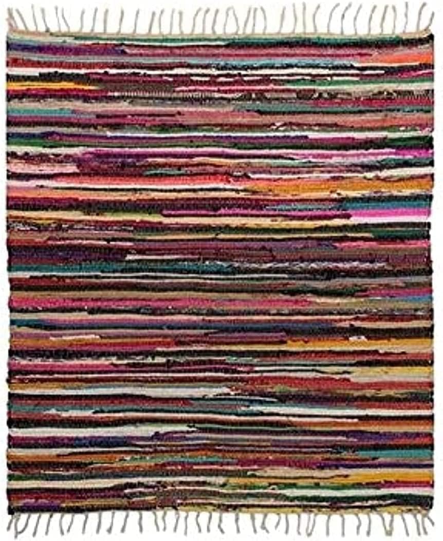 Egypt Antiques Recycling Materials Handmade Kilim Carpet, 135 cm x 200 cm Size, Multicolor