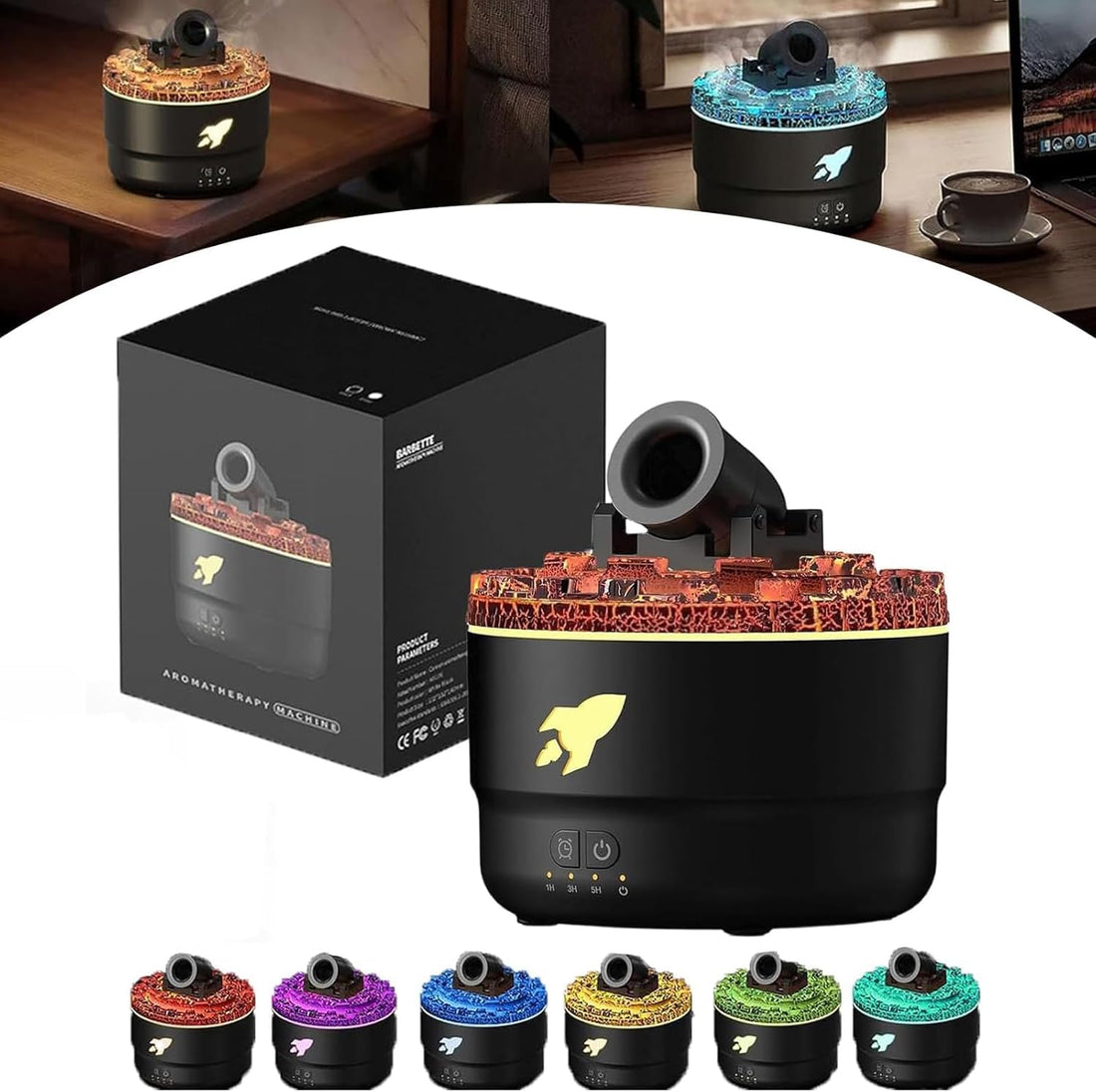 Cannon Blast Aroma Humidifier, Black Turret Humidifier with LED Lights, Auto Shutoff, Vapor Aromatherapy for Home Office Bedroom