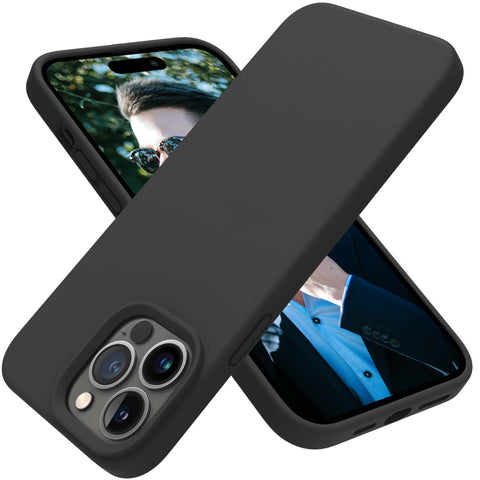 Dl3 Mobilak Compatible with iPhone 13 Pro (6.1 Inch) Case, Liquid Silicone Case, Full Body Protective Cover, Shockproof, Slim Phone Case, Anti-Scratch Soft Microfiber Lining (Black)