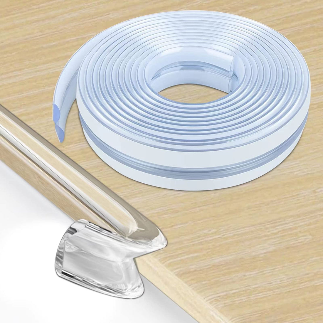 Silicone Edge Protector Strip, 2M Baby Proofing Corner Protectors for Kids Pre-Tape Adhesive Baby Safety Edge Corner Guards for Table Cabinets Drawers Furniture
