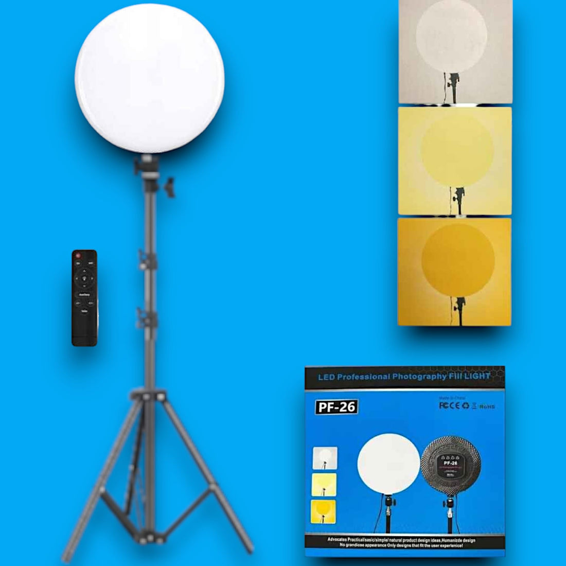 LED Video Professional Photography Fill Light 3Lighting Modes Kit | PF 26 | Without Stand with Remote | Ringlight | Studio Lights for YouTube, Game Streaming MakeUp Artist, Social Media TikTok