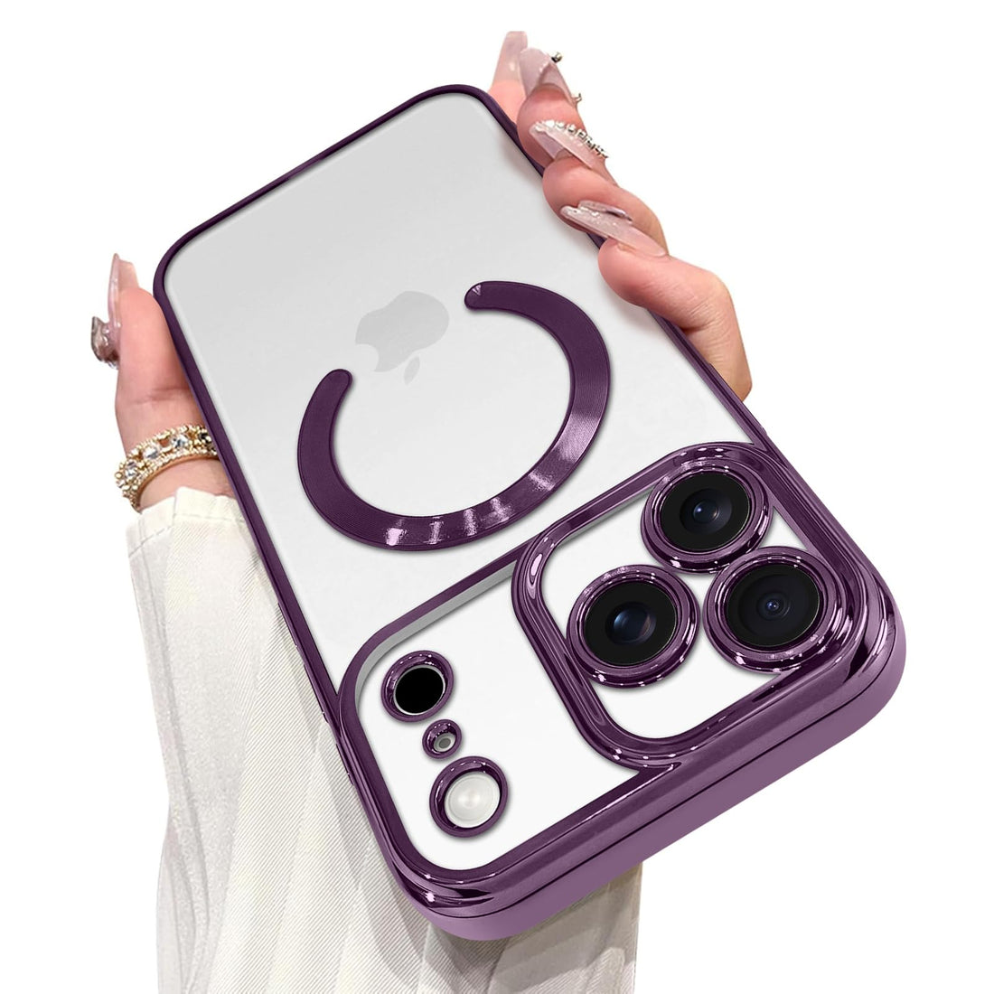 OOK Magnetic Case Made for iPhone 17 Pro Max 6.9 Inch [Compatible with MagSafe] Soft TPU Anti-Scratch Shockproof Protective Phone Cover Slim Clear Case for Women Men - Purple