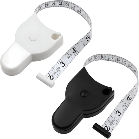 Body Contour Tape for Diet – Versatile Tool for Fat and BMI, Ergonomic Design, Auto Return Button and Safety Lock for Effortlessly Accurate Results (2 Pack)