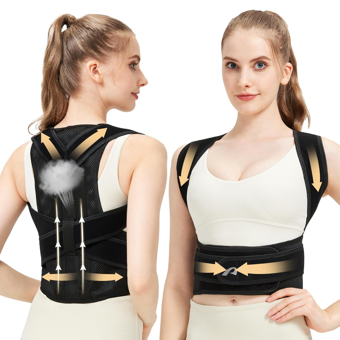 Posture Corrector for Women and Men, Full Back Brace Support Adjustable Lightweight Back Brace for Neck Shoulder & Upper Back Pain Relief, Improve Posture Correct Hunchback Slouching Kyphosis Back