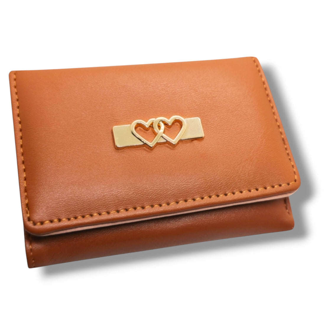 Generic Elegant Women's Small Cute Tri-Fold Wallet, Brown, Floral Design, Kiss-Lock Closure, Waterproof, 7 Card Slots, ID Window, Coin Purses, Casual, Modern Style