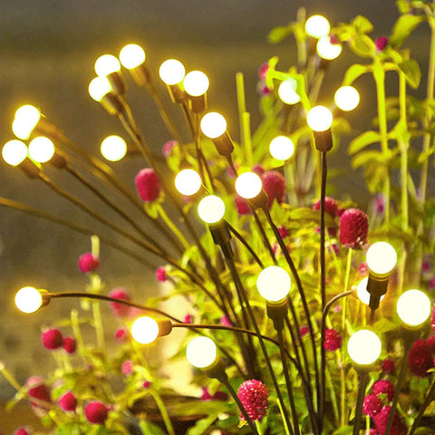 Garden Firefly Lights Solar,2 Pack 6 LEDs Solar Powered Swaying Outdoor Lights Waterproof,Landscape Yard Patio Pathway Garden Decor,Warm White