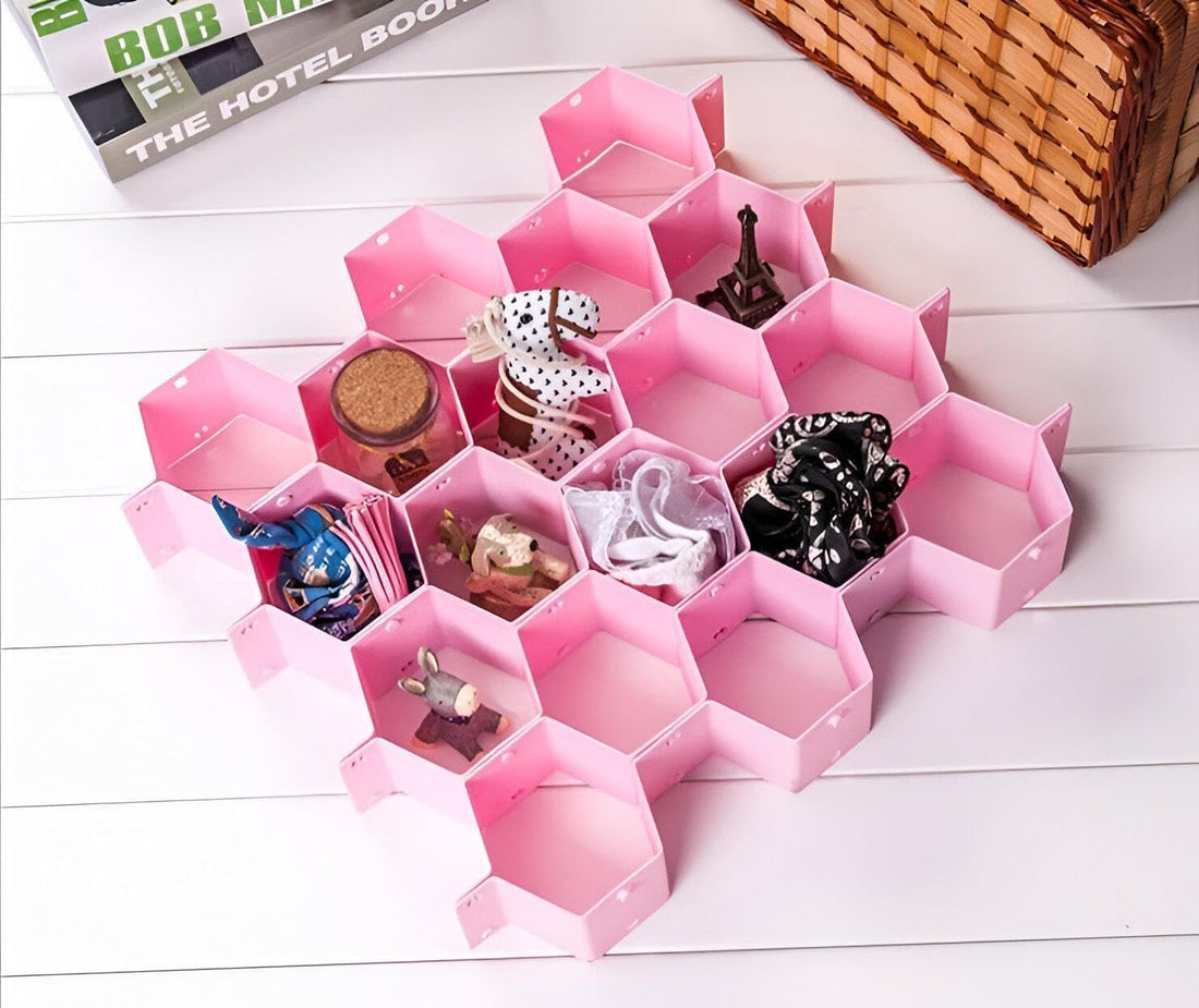 Honeycomb Drawer Organizer Large Size with Adjustable Slices for Underwear Socks Accessories Plastic Organizer