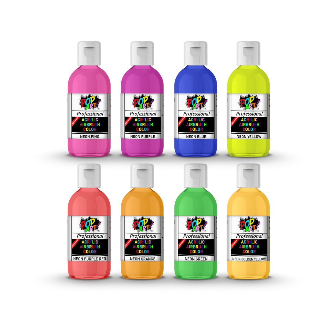 POP ART Airbrush Acrylic Colors Neon Paint Set Of 8 Colors For Painting Of 3D prints, Model Kits, Miniatures, Figurines, Wood, Metal And All DIY Projects (60 ml)