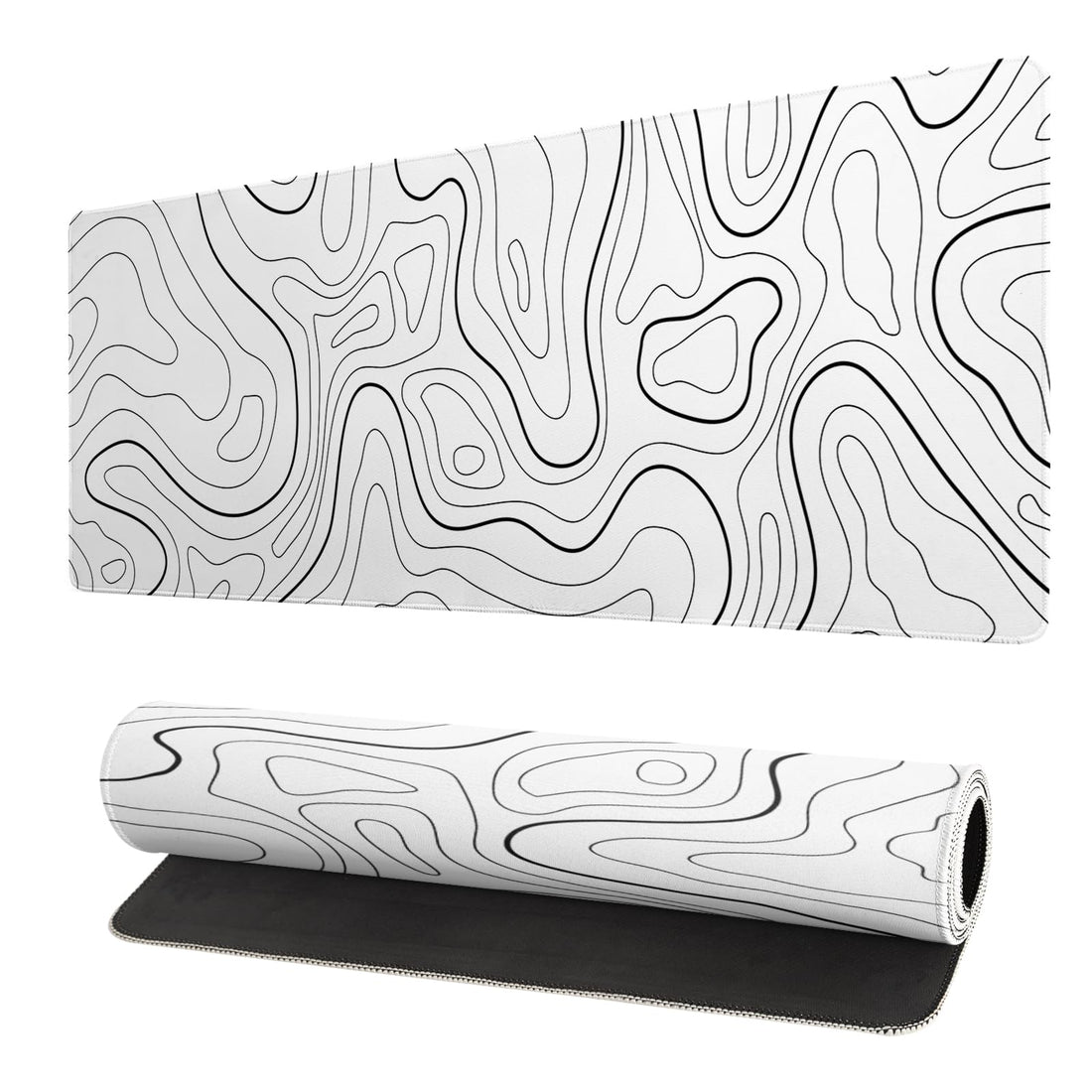 Extended Gaming Mouse Pad, Large Gaming Mouse Waterproof with Stitched Edges, Non-Slip Desktop Pad for Home and Office, Level Up Your 31.5x11.8 Inch… (White topographic)