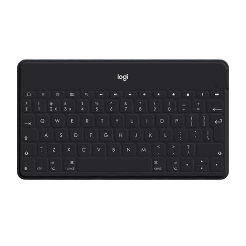 Logitech Keys-To-Go Wireless Bluetooth Keyboard For iPhone, iPad, Smartphone, Tablet, Windows, Apple TV, Ultra-Thin, Ultra-Light, Short-Cut Keys, QWERTY UK Layout - Black