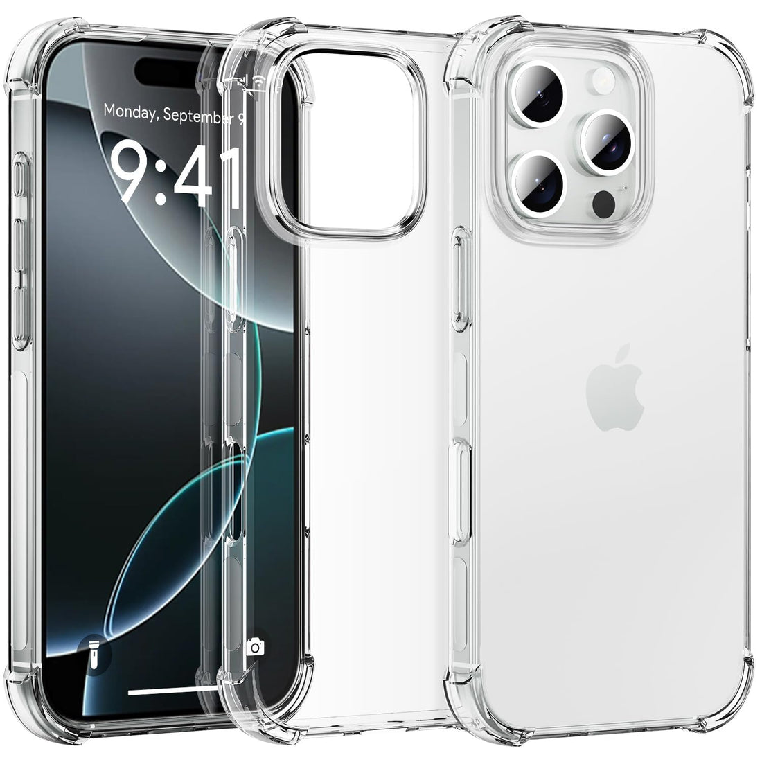 Dl3 Mobilak Case Compatible with iPhone 16 Pro Max, Cover Silicone Transparent TPU Gorilla Anti-shock Shockproof Corners - Clear