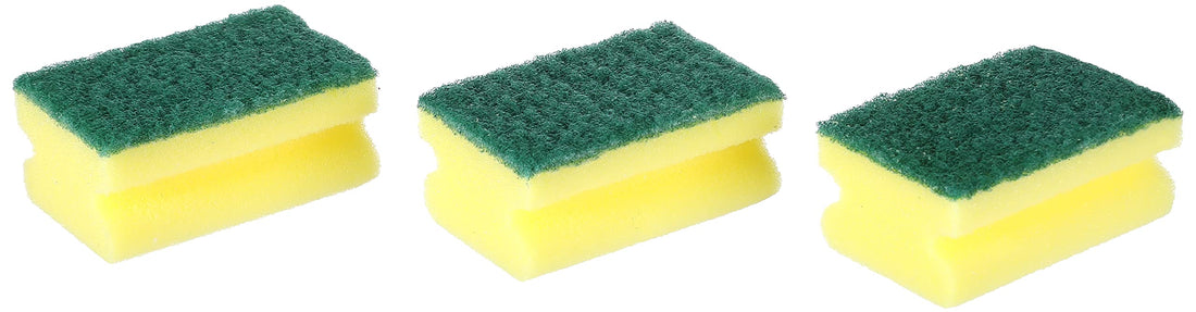 Clean It Sponges with Scourer Set, 3 Pieces - Yellow and Green