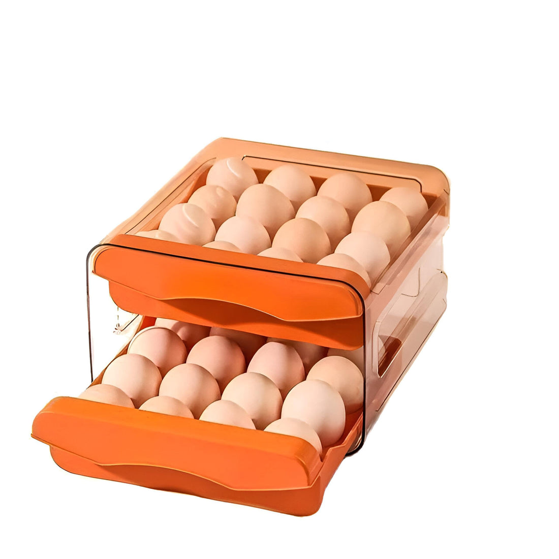 Egg Organizer - Transparent acrylic double-layer storage box, designed for safety and durability, resistant to cracking, easy to set up and take down, optimizes refrigerator space and kitchen tidiness