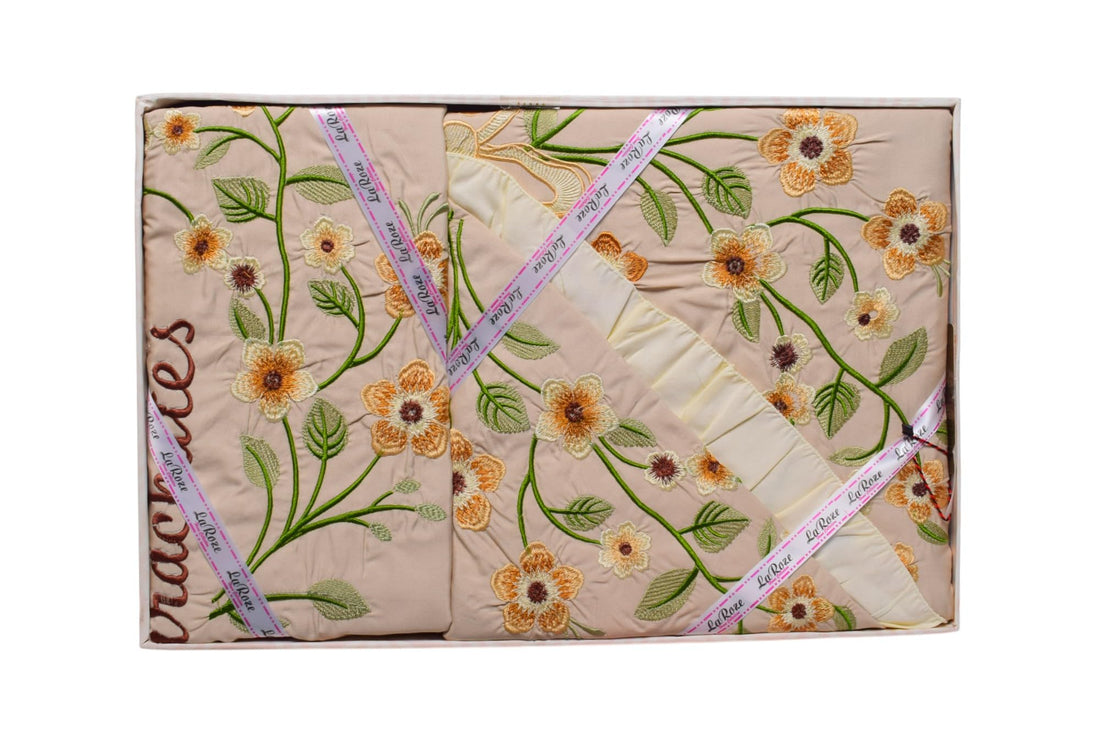 Bed Sheet Set, Sheet 240x260 cm, 2 Pillowcases 60x80 cm, 1 Pillow Cover 45x160 cm - Beige