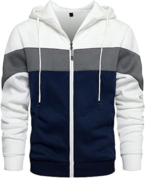MIZAYEH Men's Heathered Color Block Hoodie - Comfortable Zip Front Hoodie - Perfect for Everyday Style and Warmth