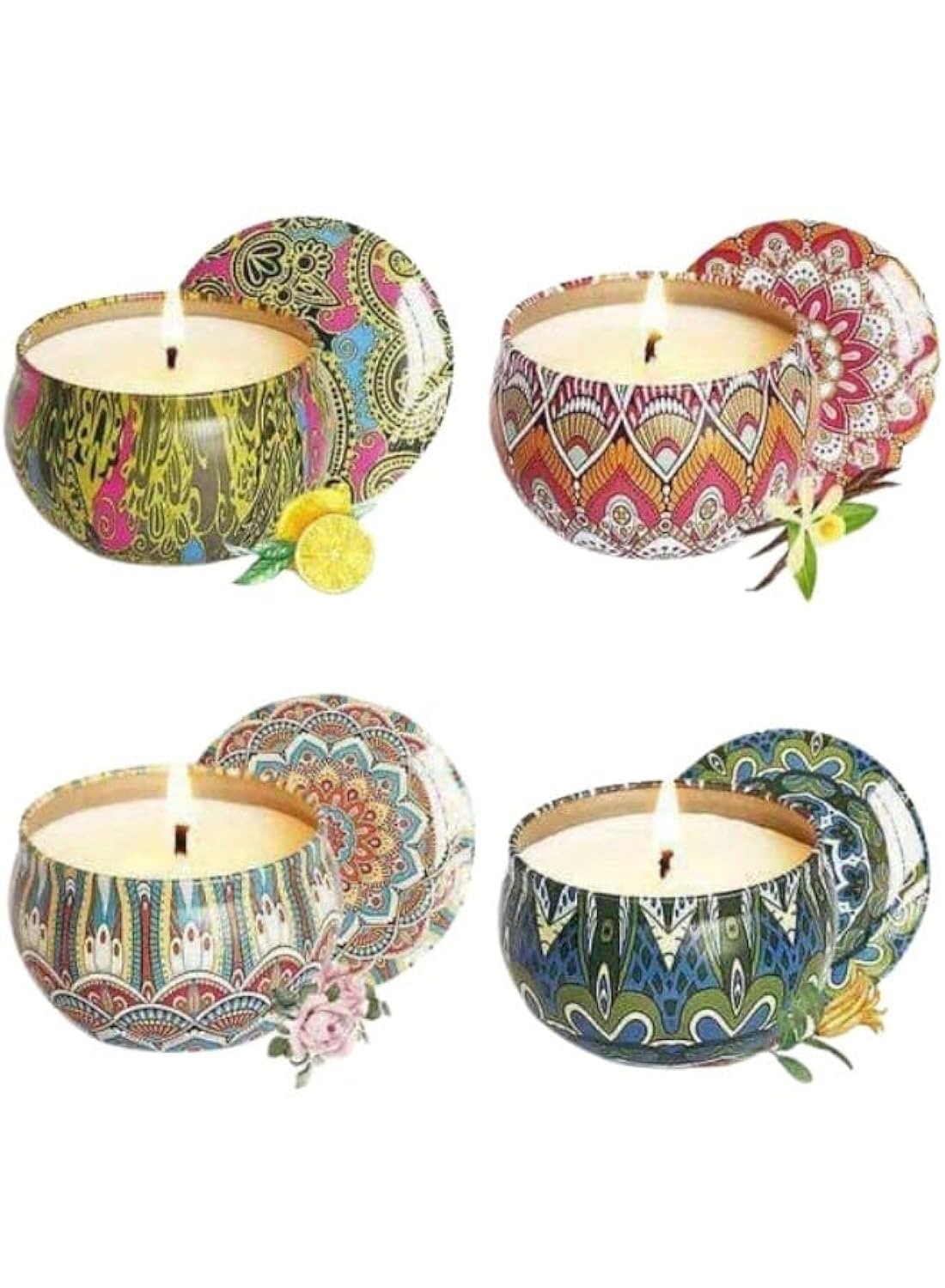 Set of 4 Moroccan candles Multicolor
