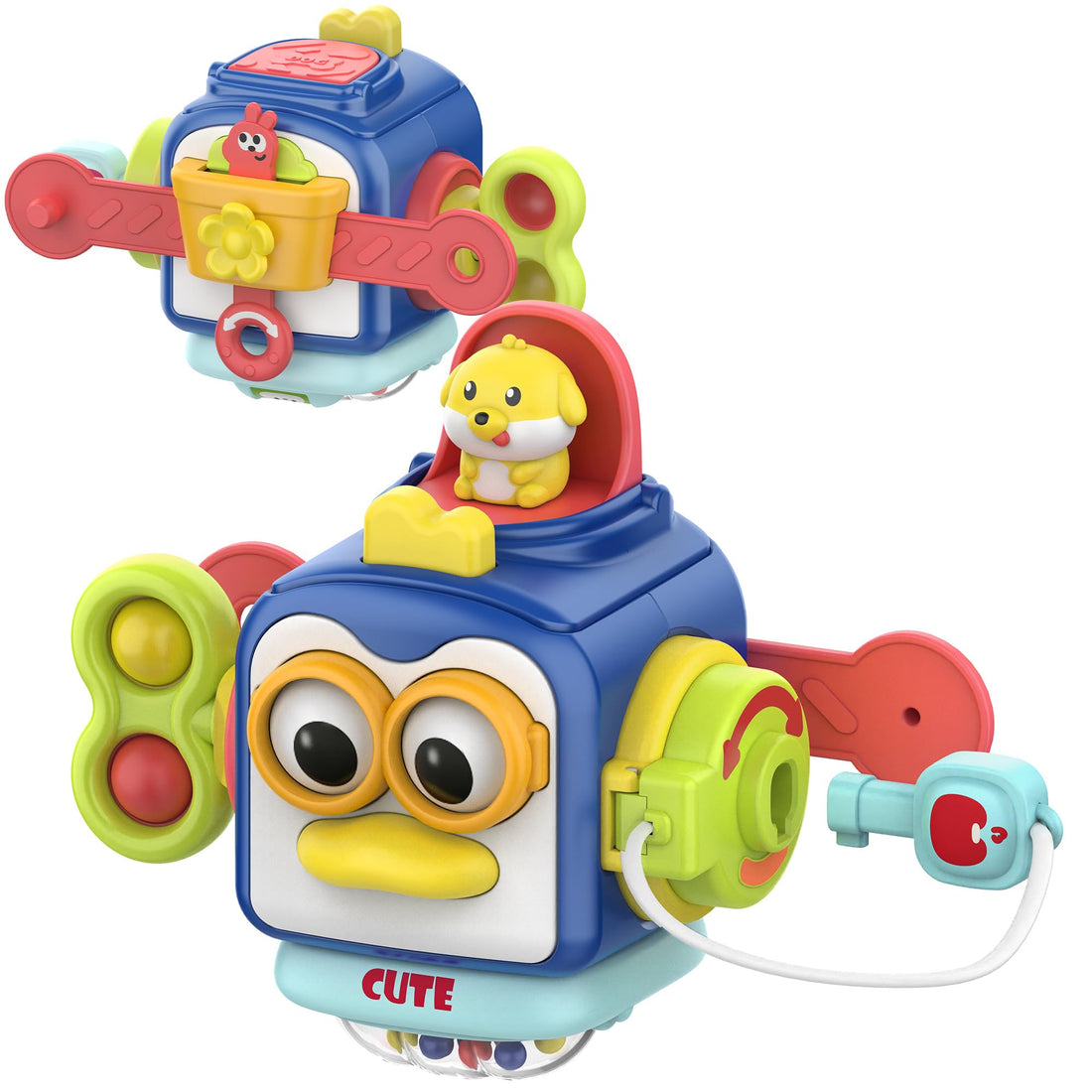 Qddium Activity Cube Montessori Toys, Activity Cube Toys for 1 Year Old Boy, Learning Toys for Toddlers 1-3, One Year Old Boy Birthday Gift, 1st Birthday Gifts, Travel Toys, Educational Toys