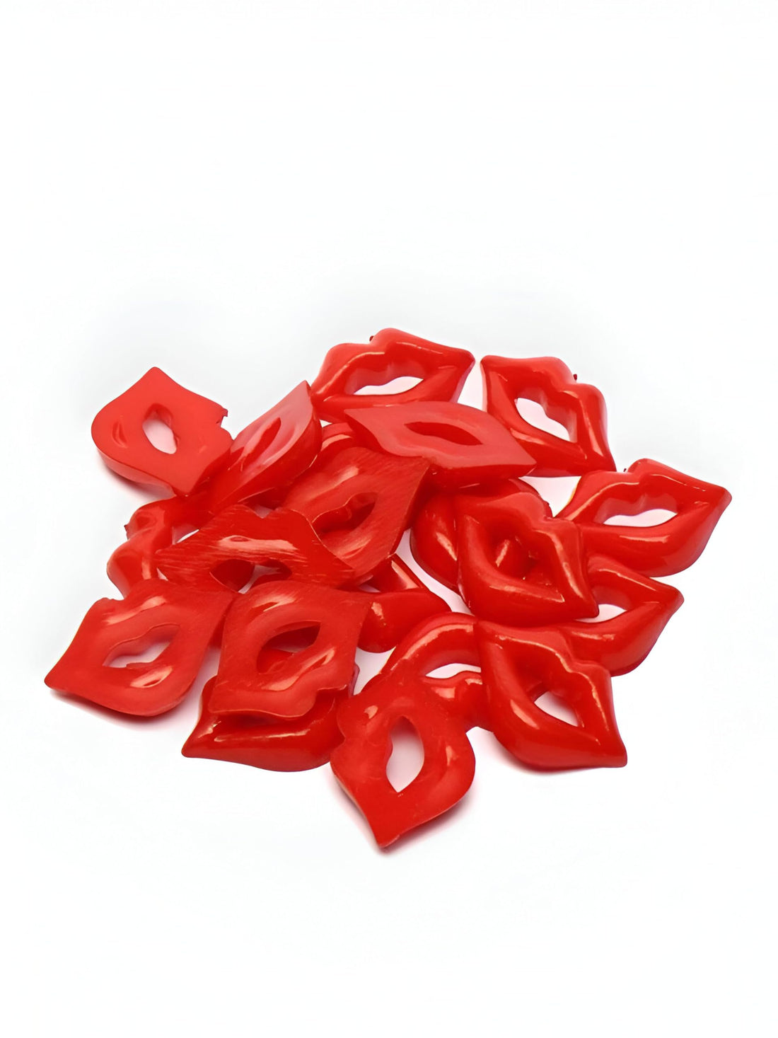 Vivid Lip Charms - Bold red acrylic lip shapes in smooth gloss, ideal for jewelry making, resin art, fashion accessories, DIY gifts, nail art motifs, and mixed media collage (400 piece)