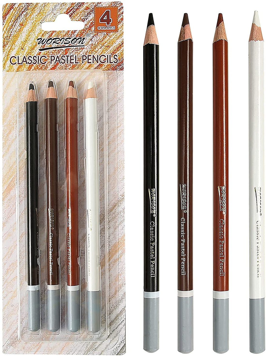 Charcoal Drawing Pencils Set, 4 Pcs Professional Charcoal Pencils White Colored Pencils for Drawing, Sketching, Shading, Blending, Drawing 2