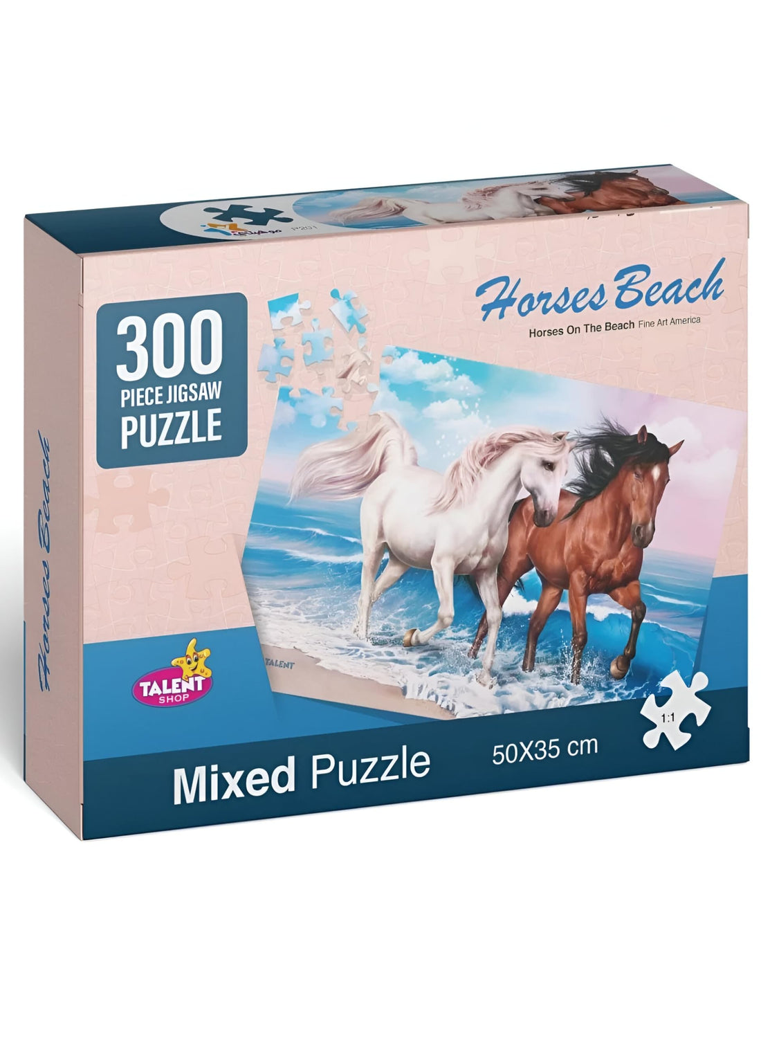300 Piece Puzzle 50x36cm - Educational Toy for All Ages Children and Adults Fun and Learn - Multicolor (Horse Beach Puzzle)