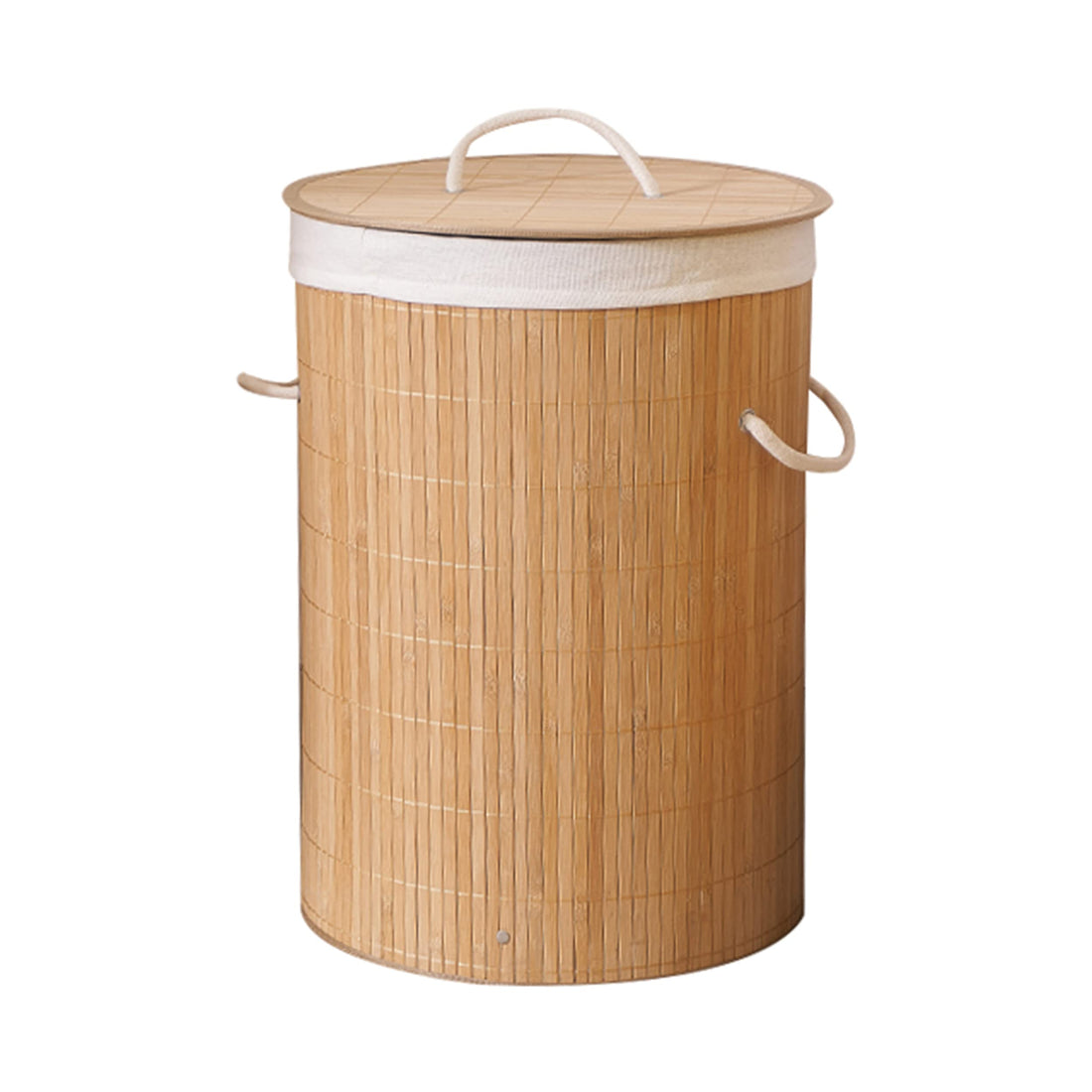 Round Foldable Natural Bamboo Laundry Basket With Lid, Washing Baskets for Laundry, Wicker Storage Baskets Hamper, Clothes Basket, Home Decor (Natural)