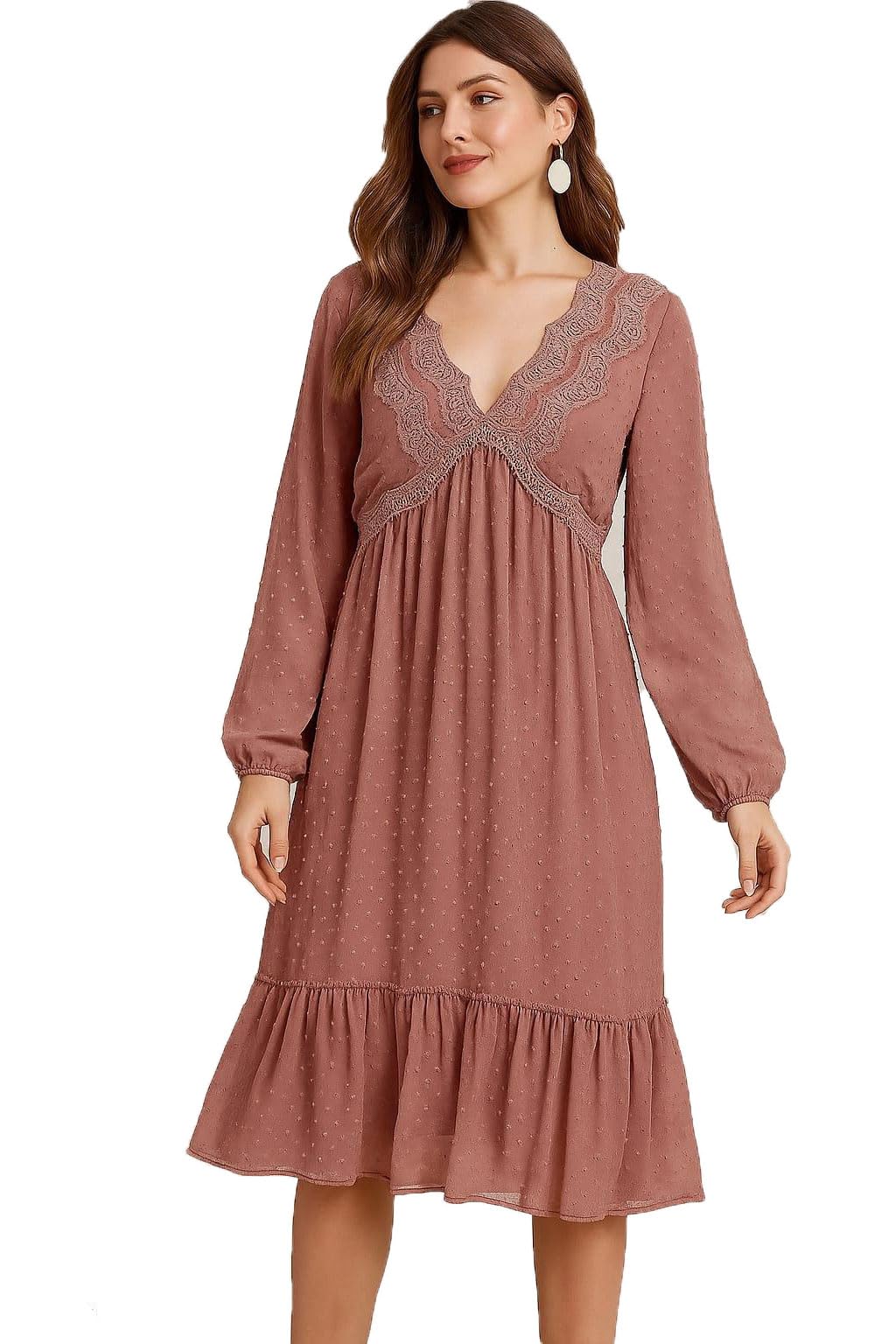 Elegant Embroidered Chiffon Dress for Women – Knee Length – Full Back Zipper – Fully Lined (Thomas & Splendor)
