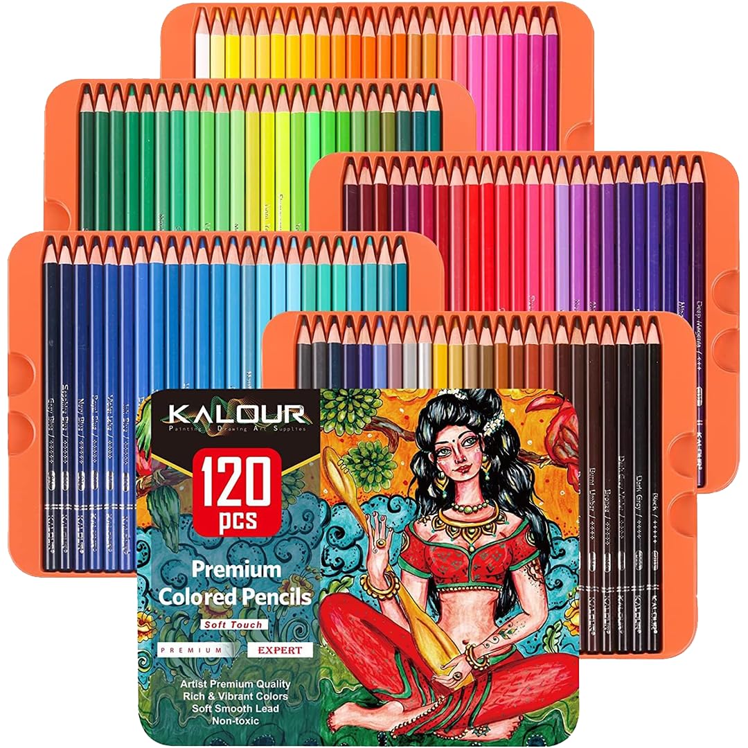 Kalour Premium Professional Colored Pencil Set with Canvas Bag 120-Pieces