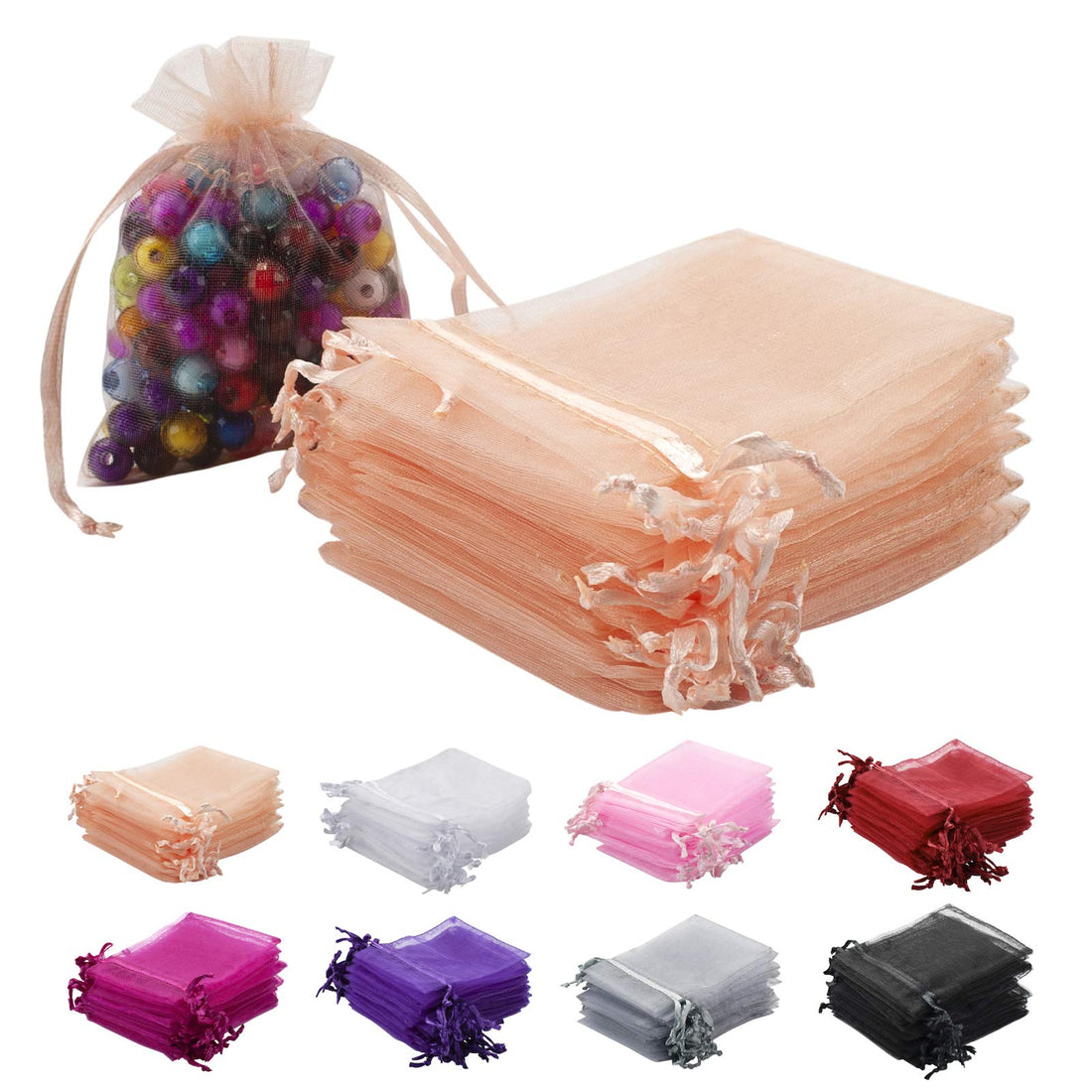 100Pcs Organza Gift Bags - 2x3 inch Sheer Drawstring Pouches for Jewelry, Wedding, Christmas Favor, Mini Candy Bags