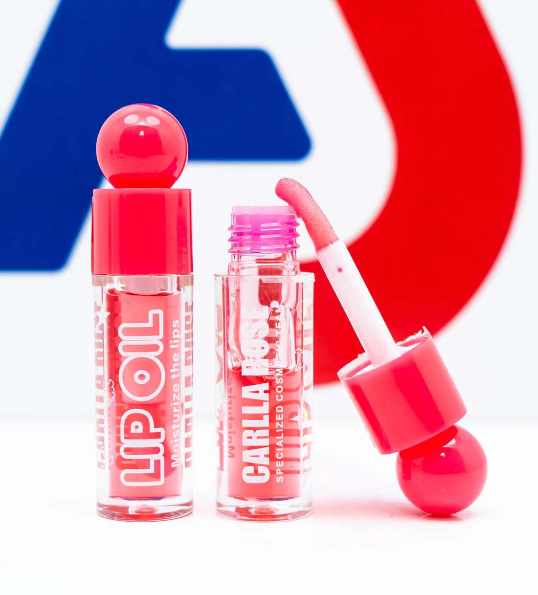 Carlla Rose Lip Oil, Multi-Colour Glass Bottle with Ball Applicator, Full Coverage