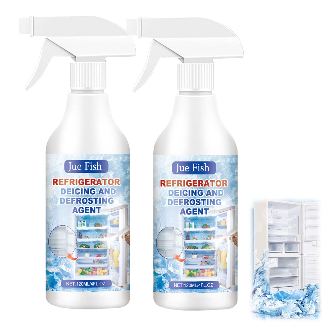 Defrosting Spray for Fridge Freezer, Rapid Fridge Freezer Defrosting Spray,Refrigerator Freezer Defroster Spray,Powerful Freezer Deicer Spray,Effective Ice Remover Deep Freeze Spray (2 * 120ml)