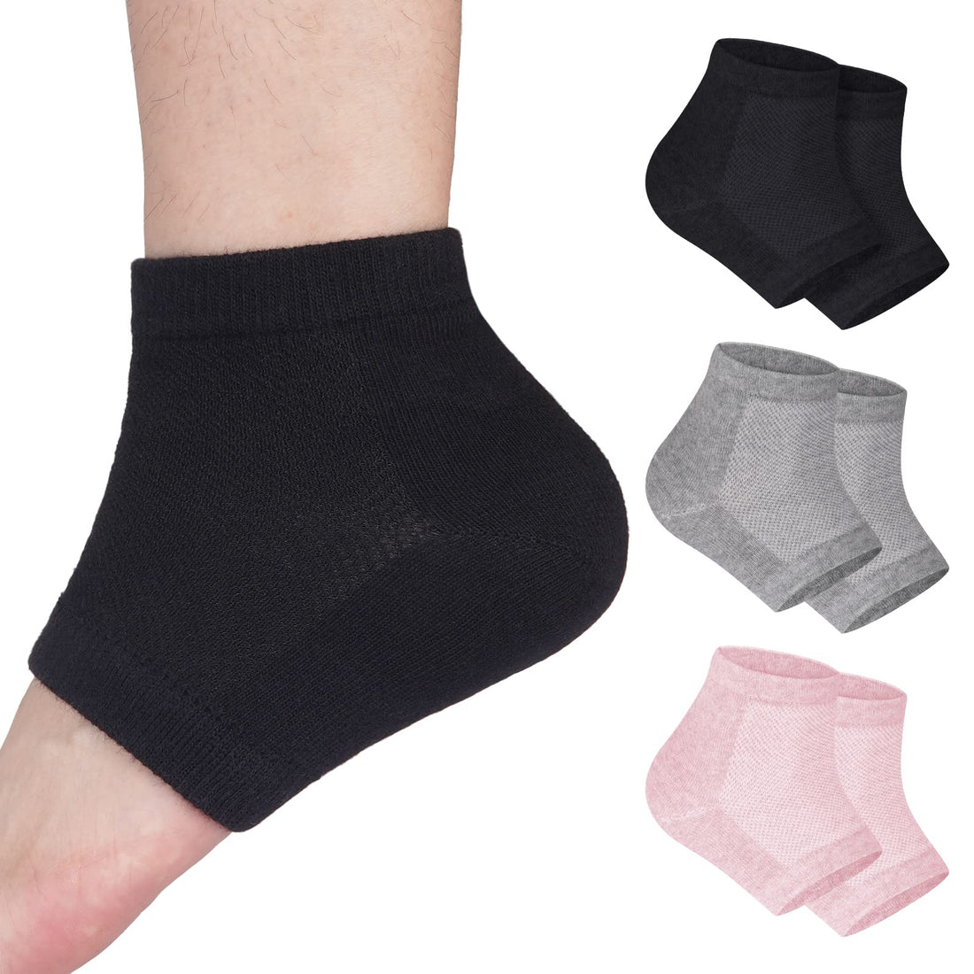 tifanso 3 Pairs Moisturizing Heel Socks - Heel Socks for Dry Cracked Feet, Gel Heel Repair Socks for Cracked Heels, Moisture Socks for Women Dry Feet, Moisturizing Spa Socks for Overnight (Regular)