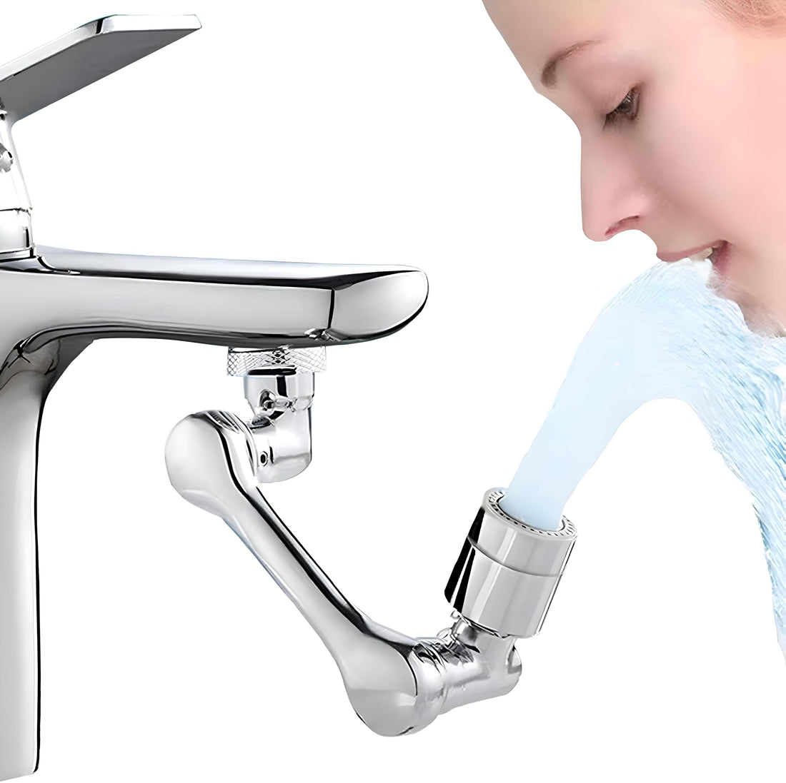 Faucet Attachment - Universal Swivel Sink Water Dispenser 2 Modes Water Dispenser, Universal Faucet Extender Swivel 360° Adjustable Water Flow, Simple Installation and Cleaning (Silver, 1 Spreader)