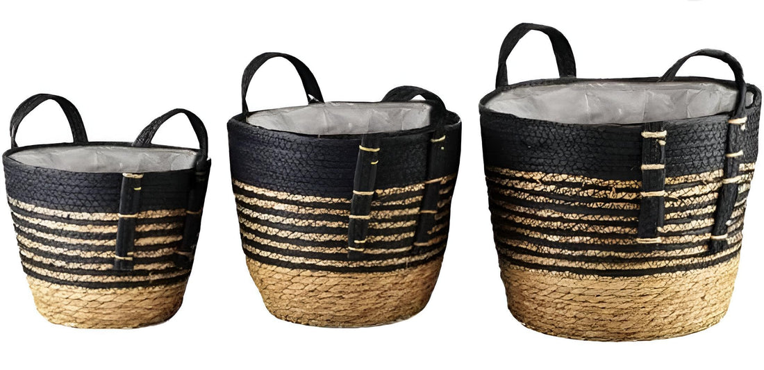 Chic Wicker Storage Trio - Modern Natural Accent for Enhancing Home Elegance and Functional Decor