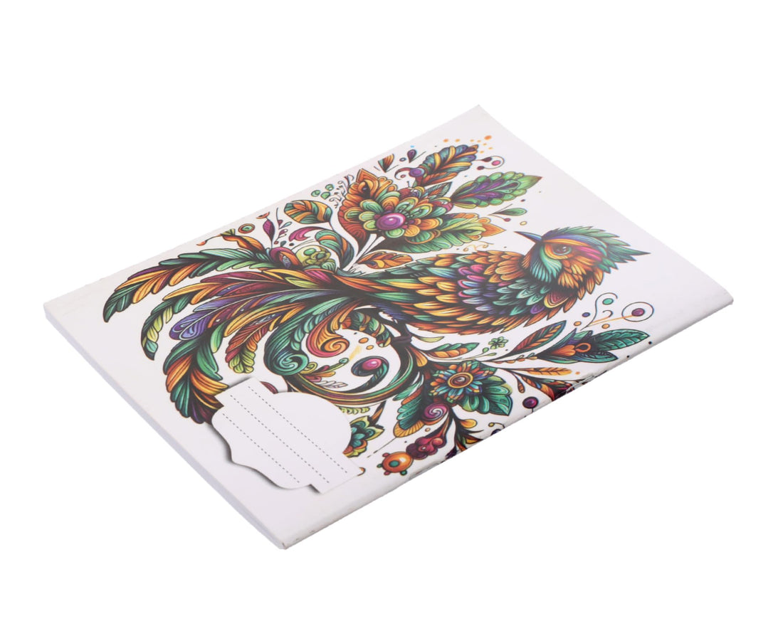 Extra Line School Notebook Stapled 9 Lines 60 Sheets Bird Design Coated Cover