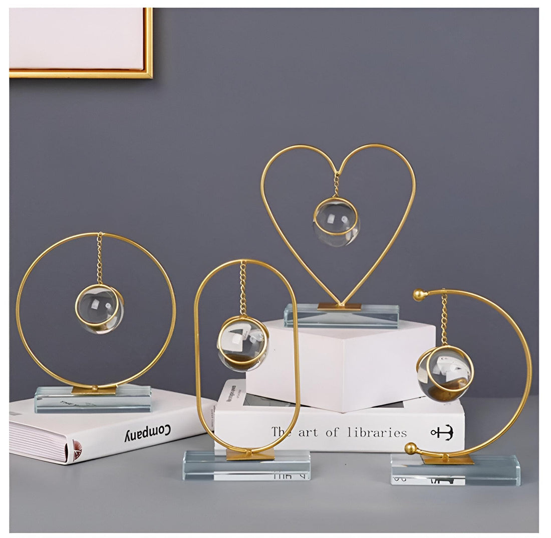 Clear Crystal Ball - Professional design combines glass and metal with delightful colors, adds a touch to any space, holds moments of joy and happiness in every corner. (Heart)