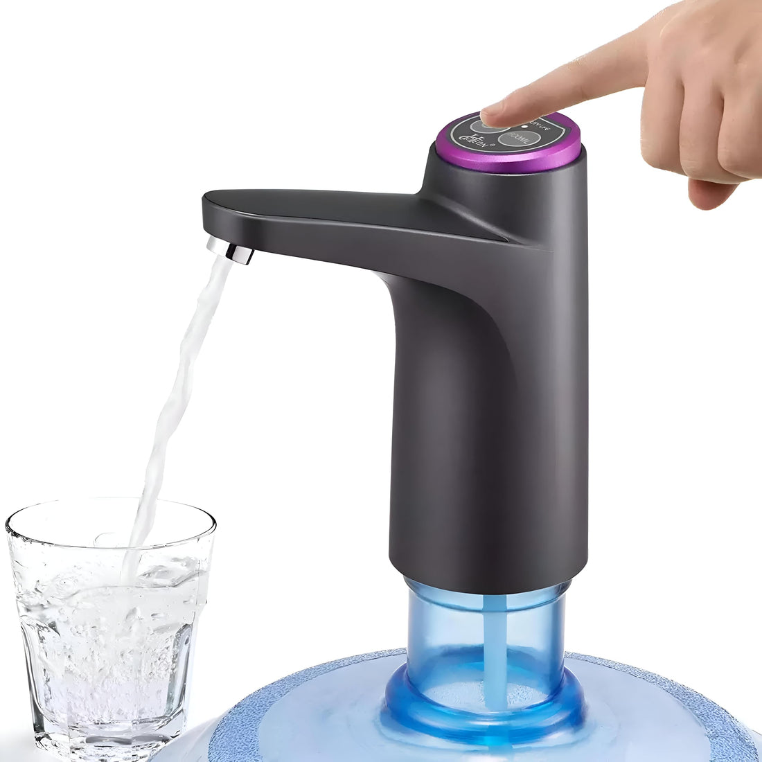 Black USB Drinking Water Dispenser with Filter Switch:Electric Automatic Purifier Treatment Device for Gallons and Bottles - Intelligent Water Filling System