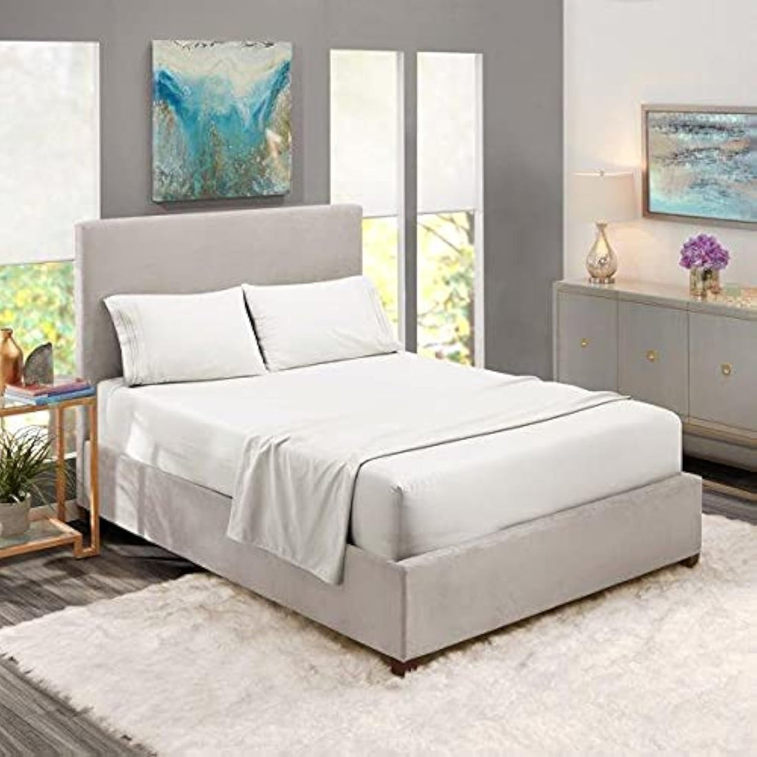 Bed N Home, Fitted bed sheet, set, 200x200cm, Ivory