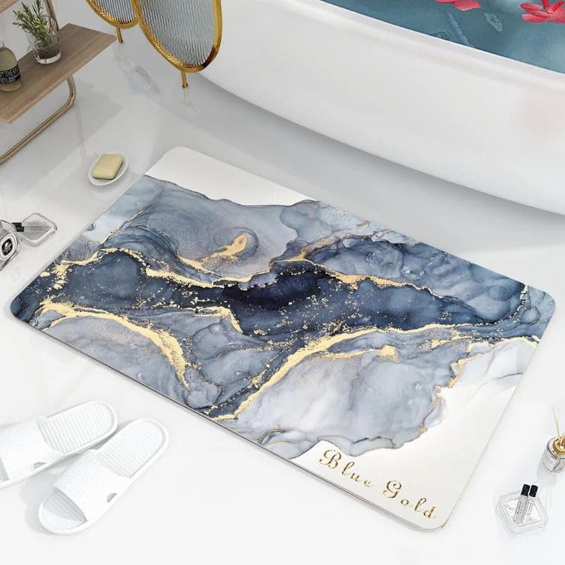 Bathroom Mat Kitchen Entrance Mat Leather Diatom Quick Dry Easy Clean Floor Oil Resistant Non-Slip Door Mat Kitchen Entrance Mat Super Absorbent Mat 60x40cm (Shape 7)