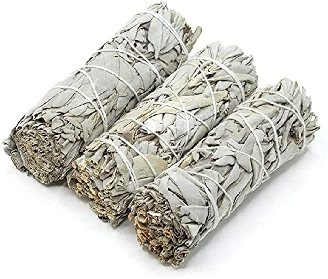 White Sage Bundles - (3 Pack) - Sage Smudge Stick for Home Cleansing Incense Healing Meditation and California Smudge Sticks Rituals (4 Inch)
