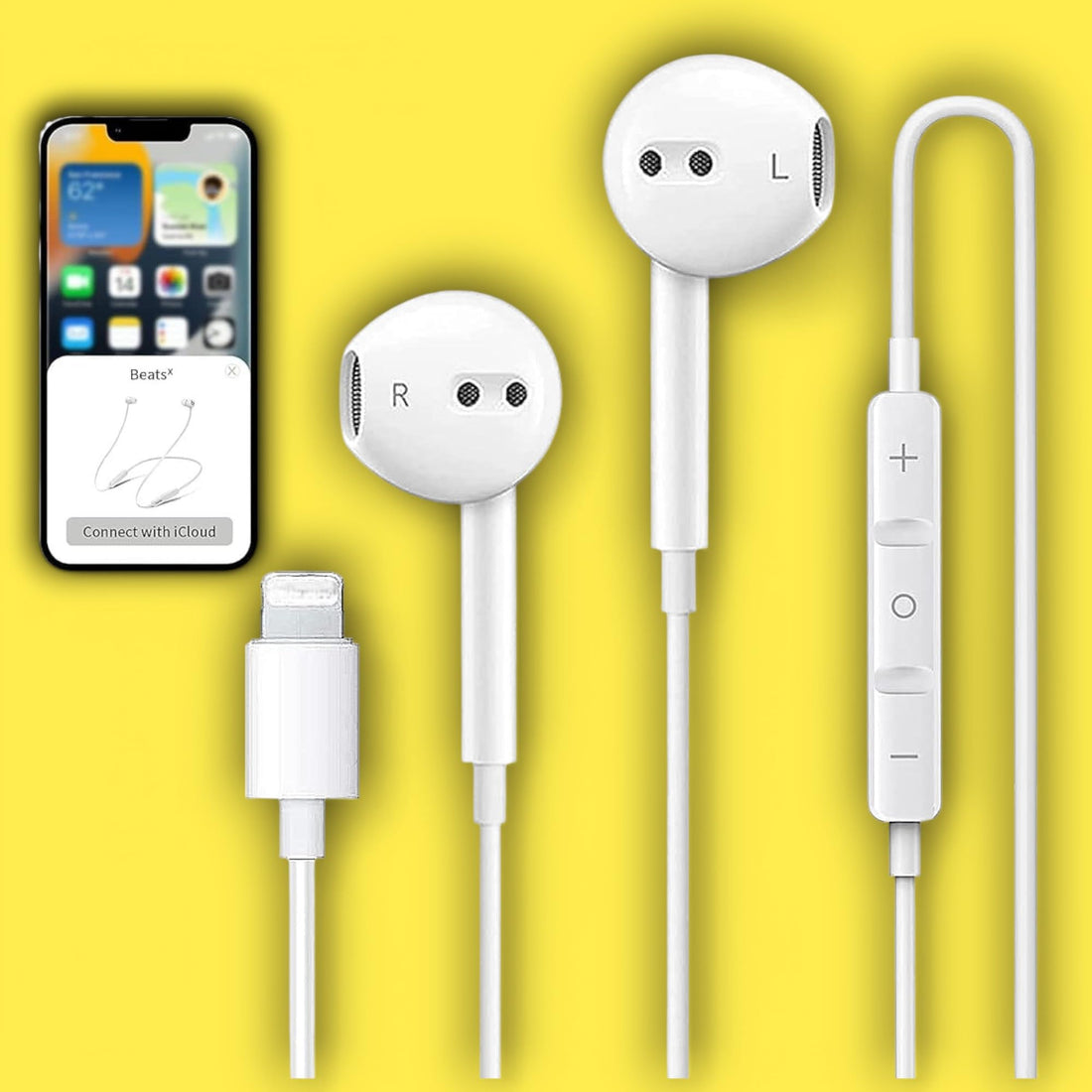 Generic Headphones Compatible with Lightning Connector With Volume Control and Microphone