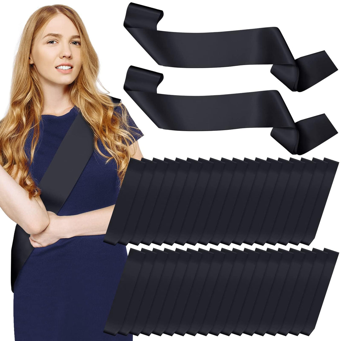 KASTWAVE 36 Pcs Satin Sash Blank Pageants Sash 2024 Sashes to Decorate for Beauty Wedding Birthday Homecoming Prom Party Decor