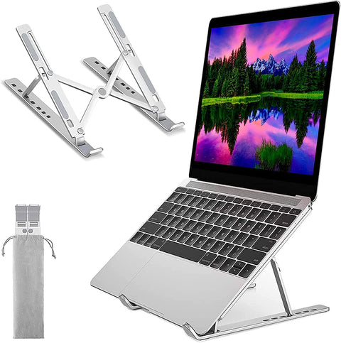 Folding Adjustable Aluminum Laptop Stand for Cool and Lifting the Notebook for MacBook Pro/Air Watch, Lenovo, Sony, Dell and More Fits Laptop and Tablet Sizes 10-15.6 Inch