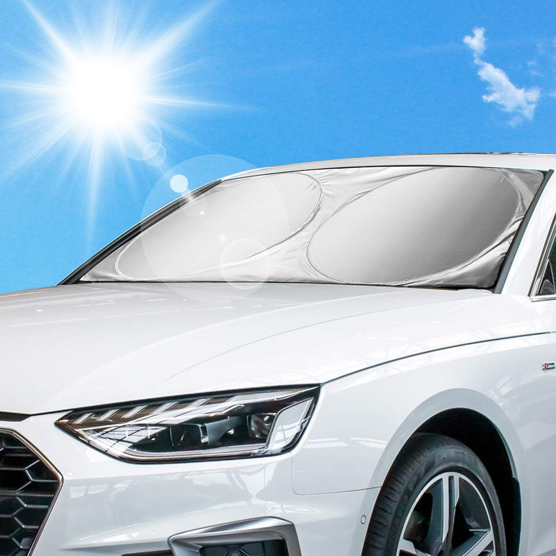 Front Window Sunshades, Car Windshield Sunshade, Foldable Car Sun Shade Windscreen SunShade Blocks UV Rays Sun Visor Protector Sun Reflector for SUV Truck to Keep Vehicle Cooler (150 x 70 cm)