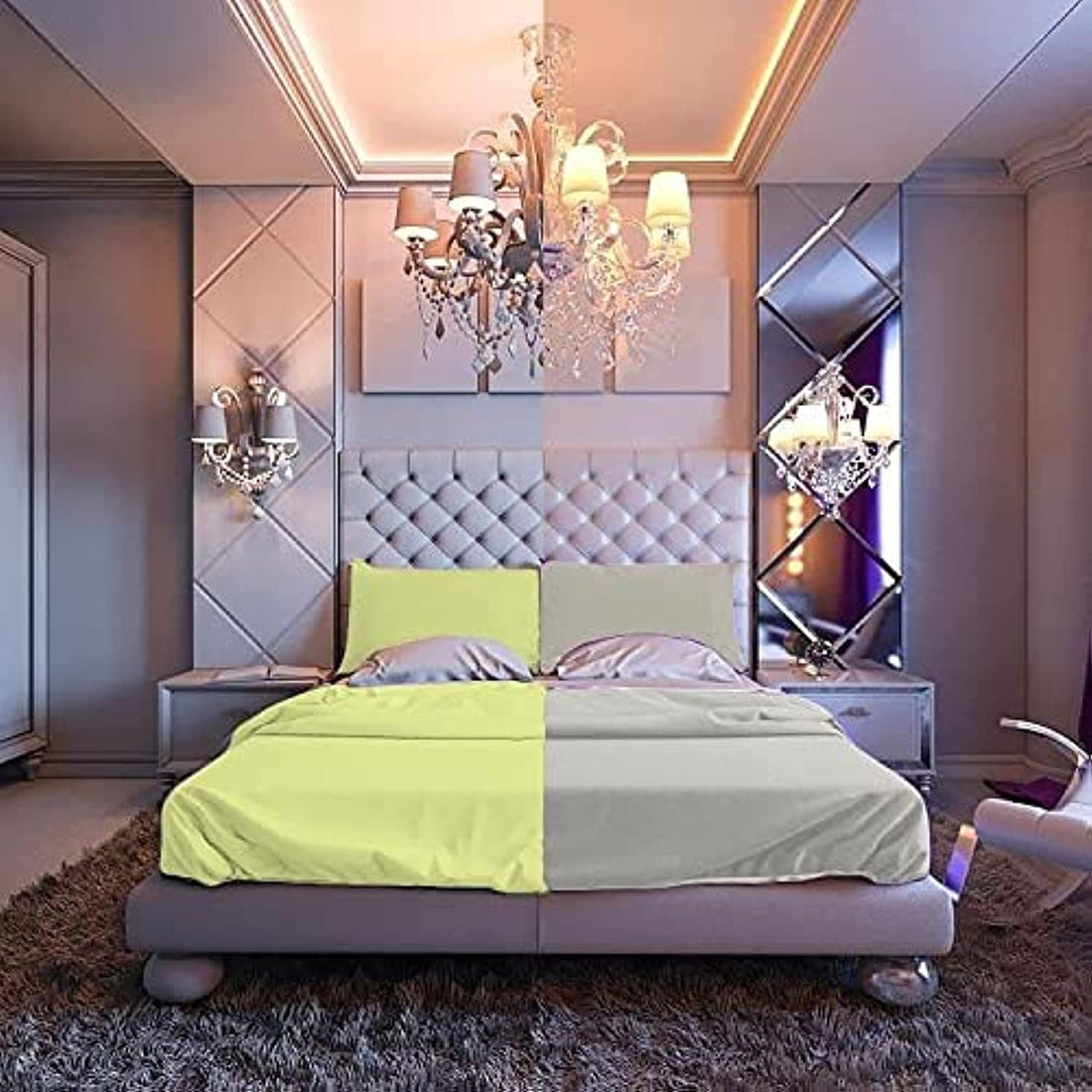 Tigers Trade Lines Plain Half Bed Sheet Set for Master Rooms,2725618277726 -3 Pieces