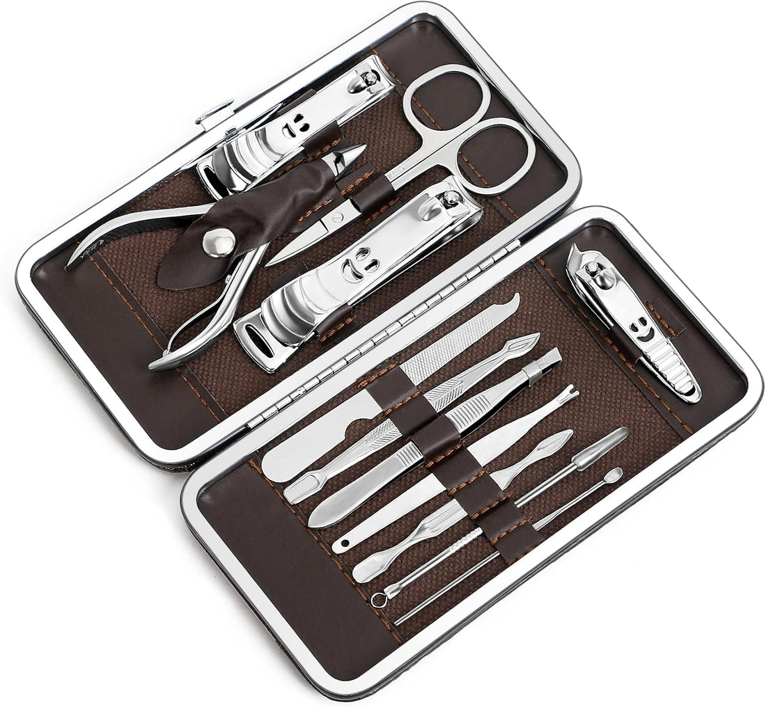 ManicureSet Nail Clippers Set Stainless Steel Personal Manicure & Pedicure Travel & Grooming Kit 12 in 1