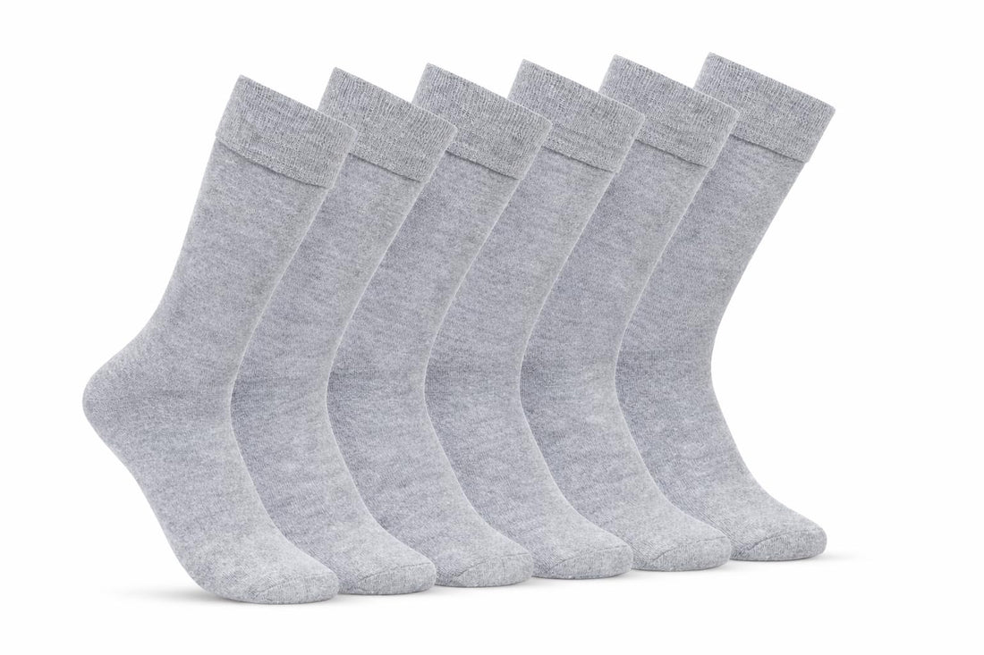 6 Pairs Cotton Lycra Classic Plain Crew Socks for Men & Women – Breathable Unisex Long Socks for Gym, Travel, Work & Everyday Comfort