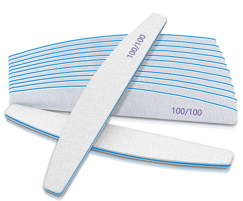 Nail Files, Nail Files, 100/100 Grit Nail Files 12 PCS, Double Sided Emery Board Nail Files for Acrylic Nails and Natural Nails, Washable and Reusable Nail Files for Nail Salons