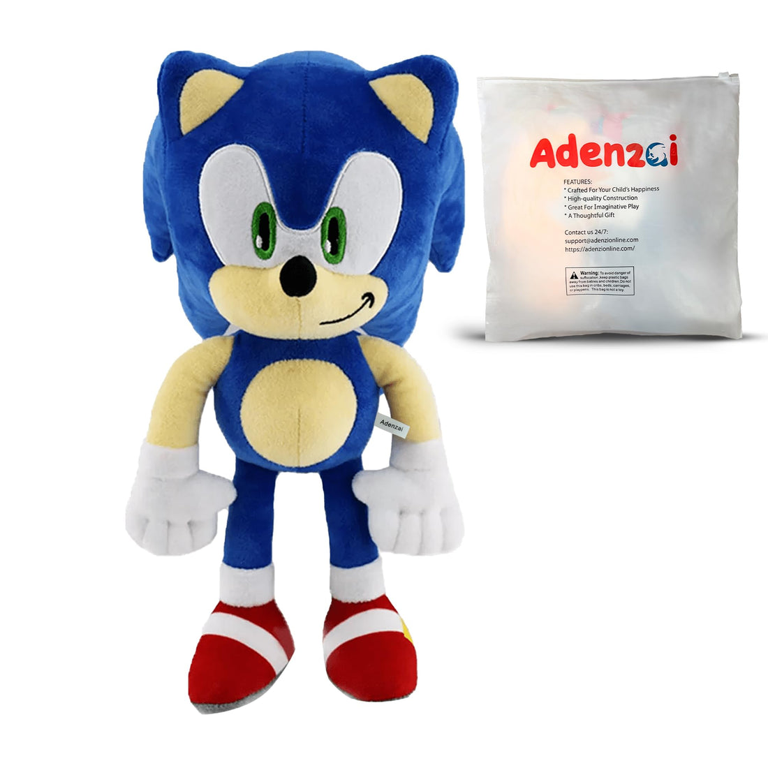 Blue Sonic Plush Toy Super Soft and Huggable Stuffed Animal - Premium Quality Blue Sonic The Hedgehog Plushie for Kids Boys & Girls who Love Blue Sonic - 12''