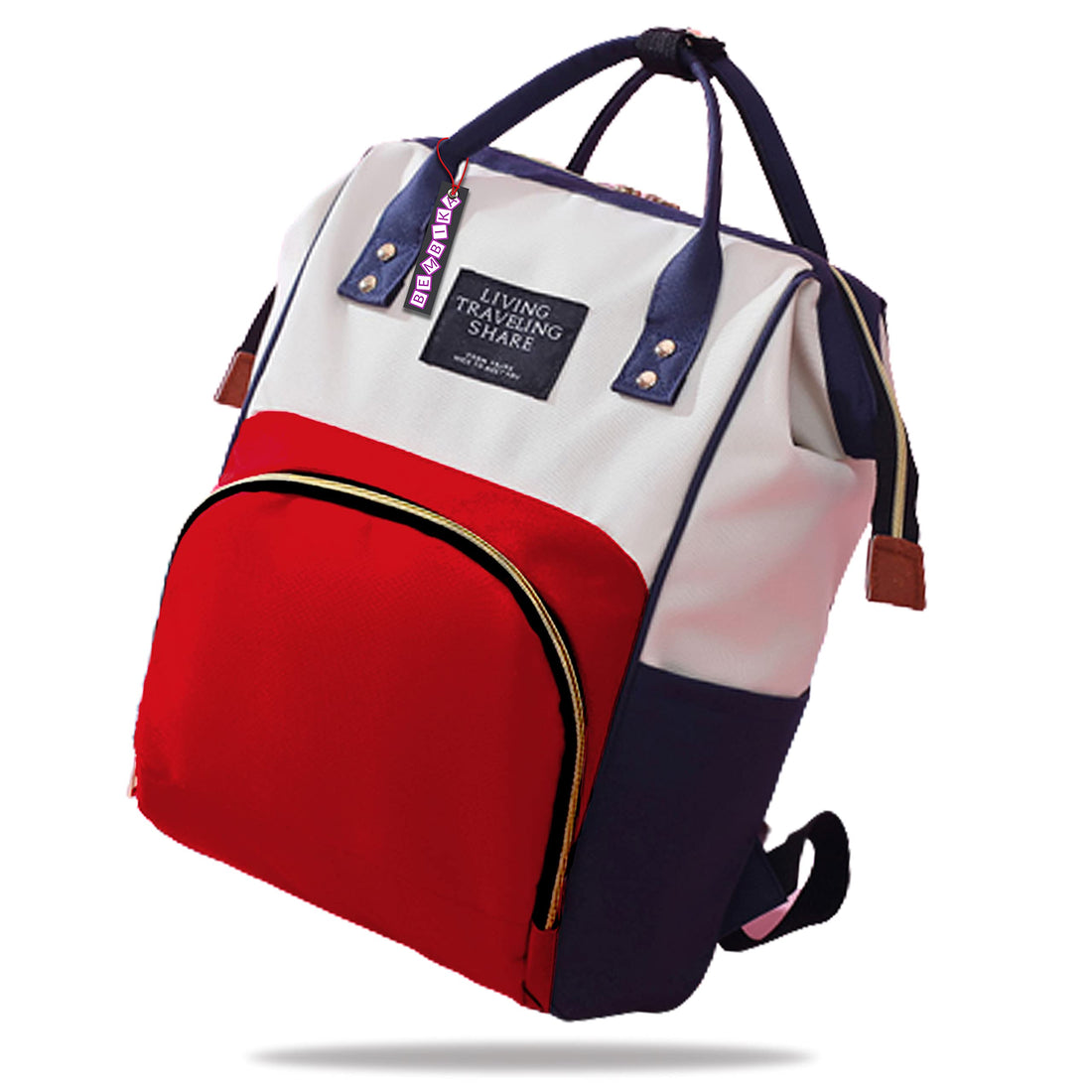 BEMBIKA Diaper Backpack for Mom and Dad,Mummy Bag for Multi function Travel backpack Large Capacity and Waterproof Diaper bag (Red and White)