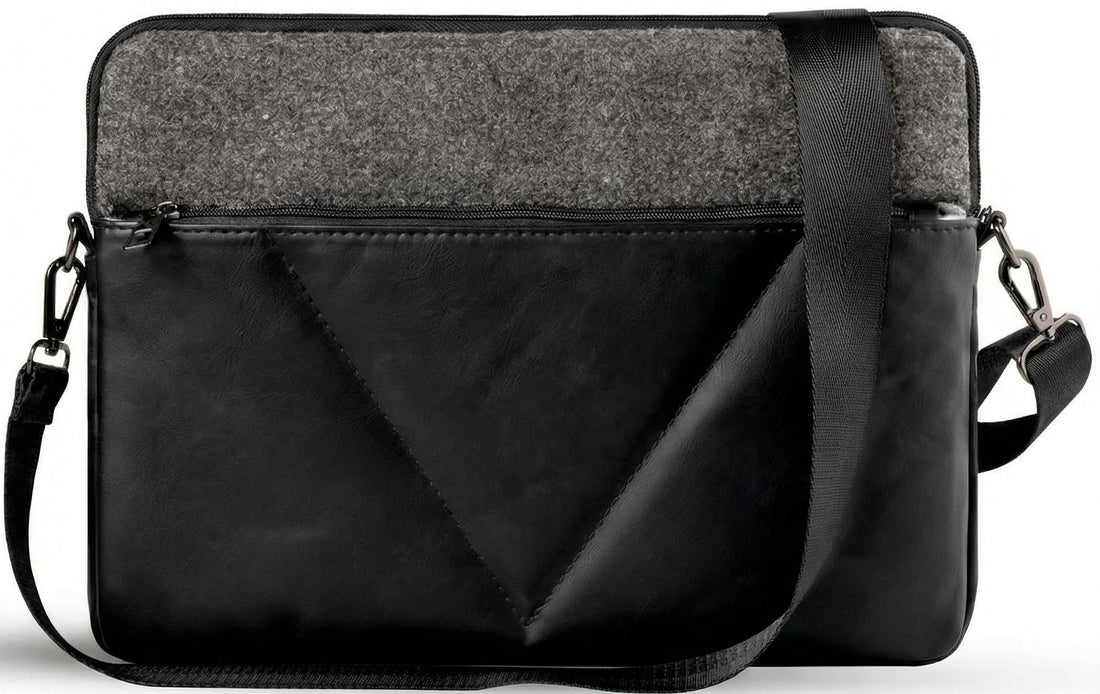 Di Pelle™ Premium PU Leather & Soft Felt Laptop Sleeve Case Compatible with MacBook Air/Pro, HP, Dell, Acer, ASUS Note, All Devices (Black, 13.6)